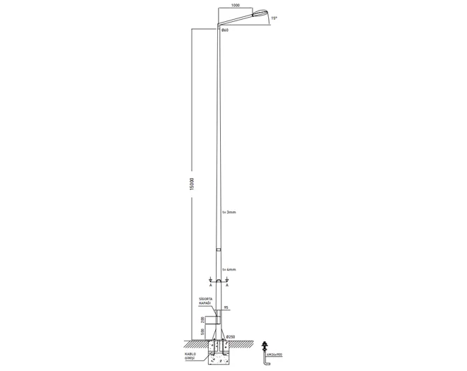 15 METRE POLİGONAL DİREK