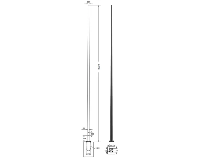 8 METRE KONİK DİREK